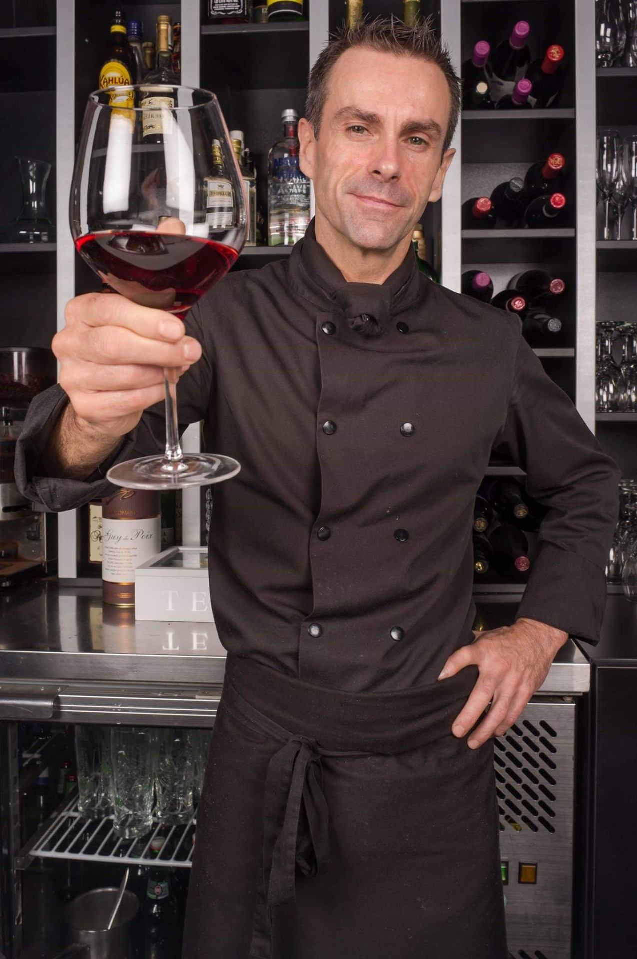Chef with wine