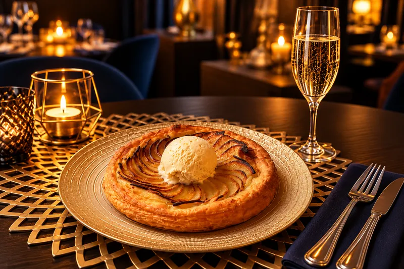 Tarte fine aux pommes et glace vanille